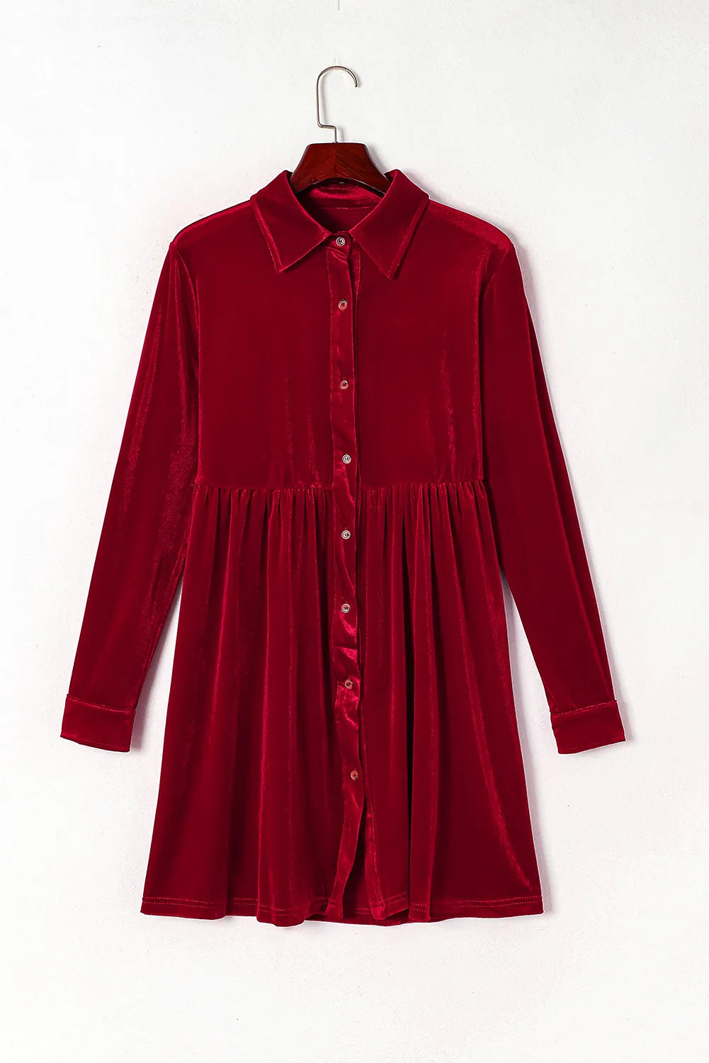 Lucky You Ruched Button Up Shirt Dress
