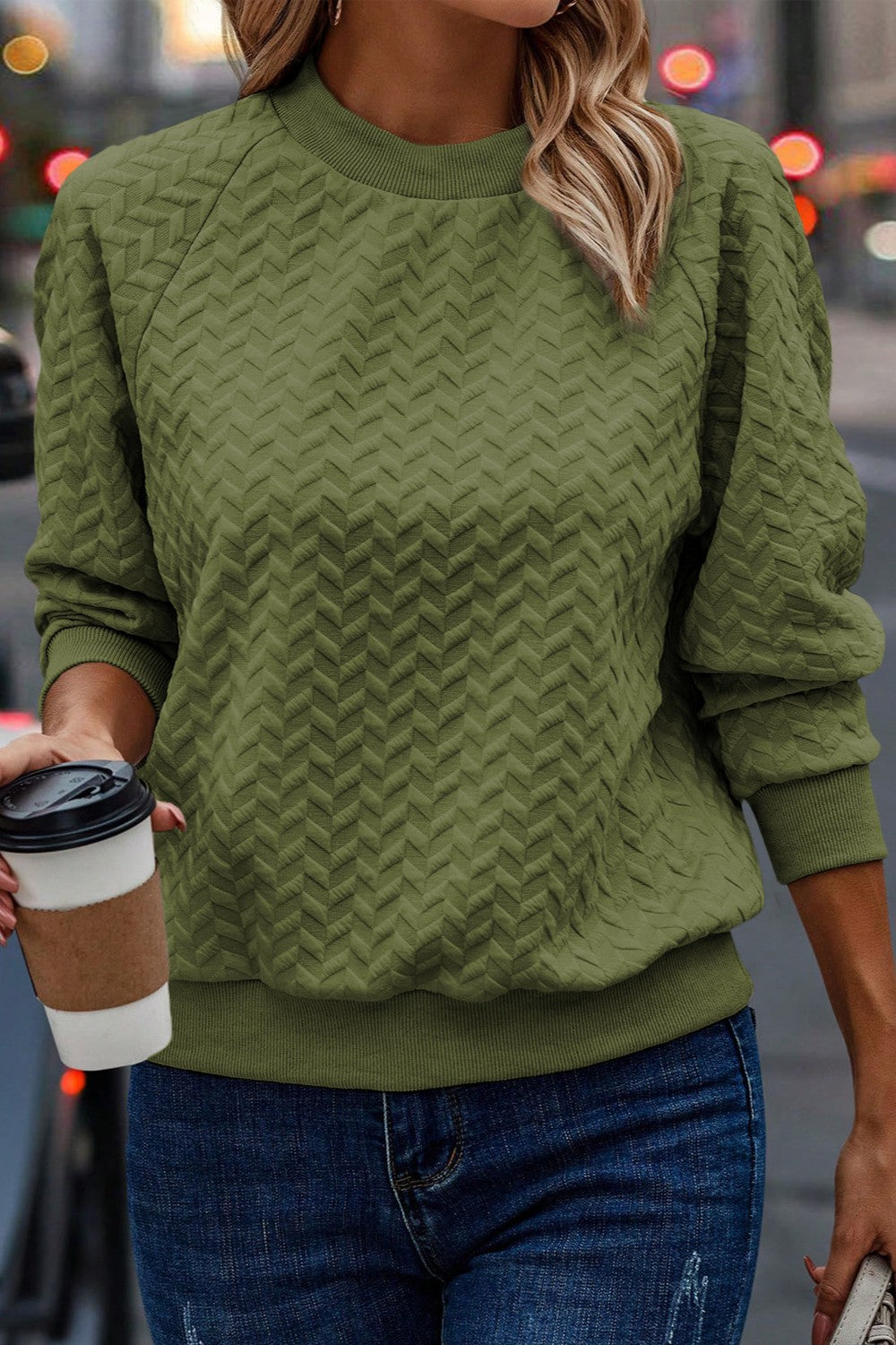 Layla Textured Long Sleeve Sweatshirt