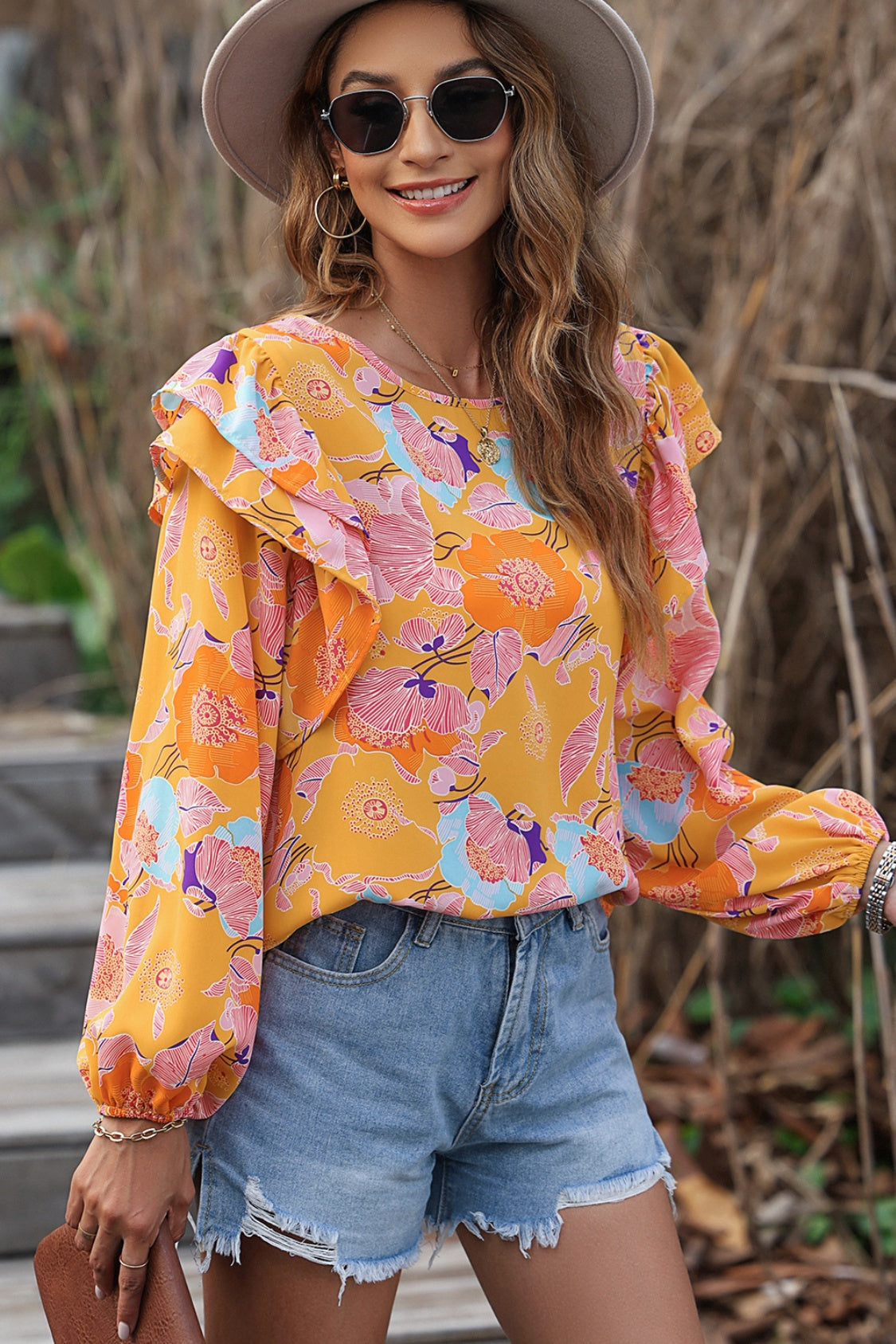 Paradiso Floral Ruffled Blouse