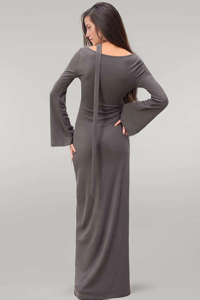 Anya Tie Detail Long Sleeve Maxi Dress