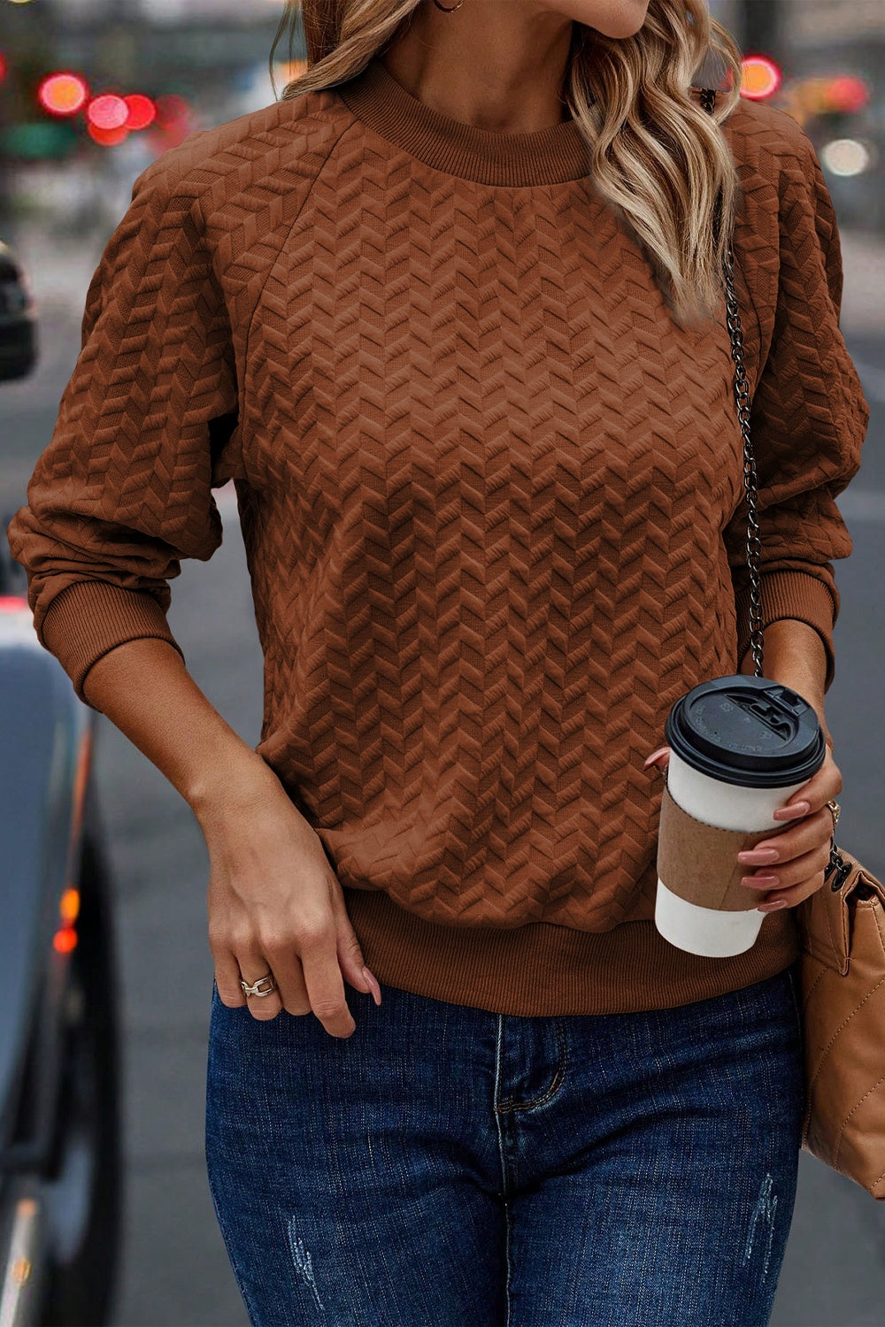 Layla Textured Long Sleeve Sweatshirt