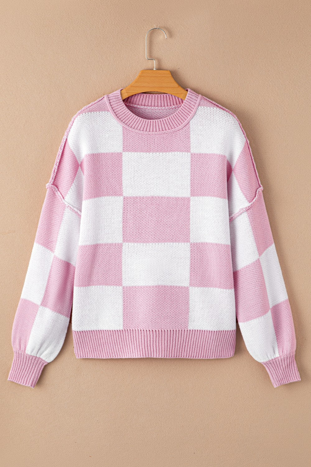 Savanna Checkered Exposed Seam Sweater