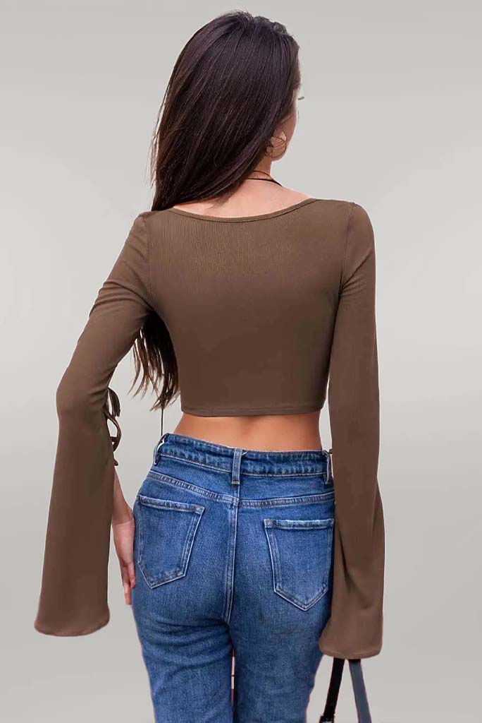 Emerie Open Bell Sleeve Crop Top