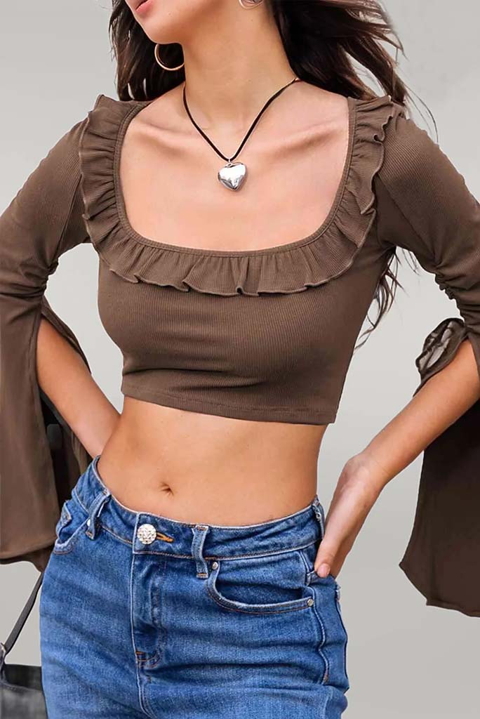 Emerie Open Bell Sleeve Crop Top