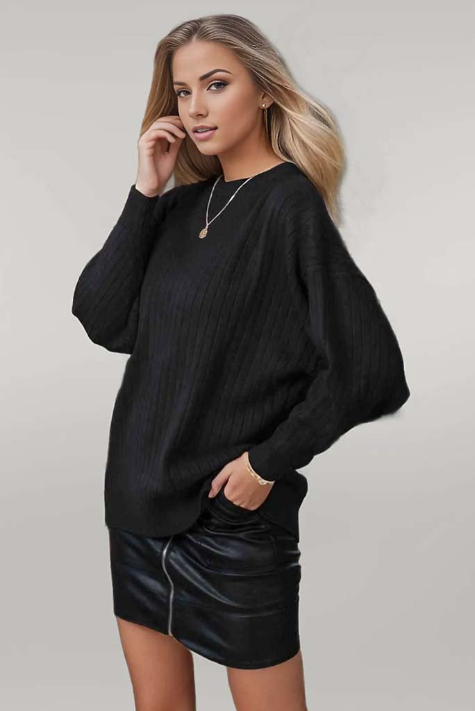 Emma Round Neck Dropped Shoulder Sweater