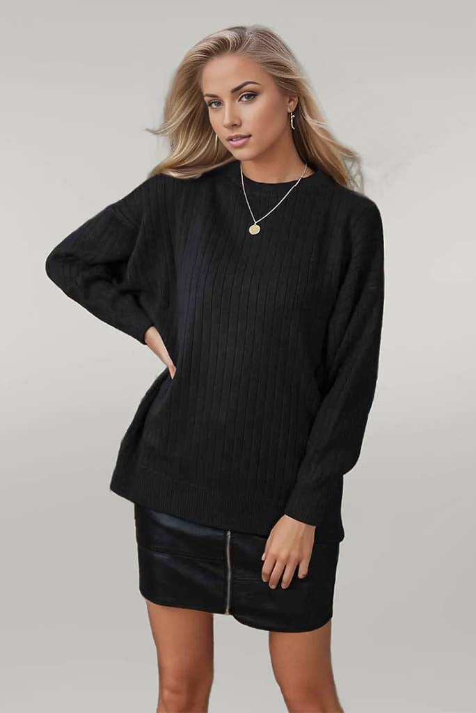 Emma Round Neck Dropped Shoulder Sweater