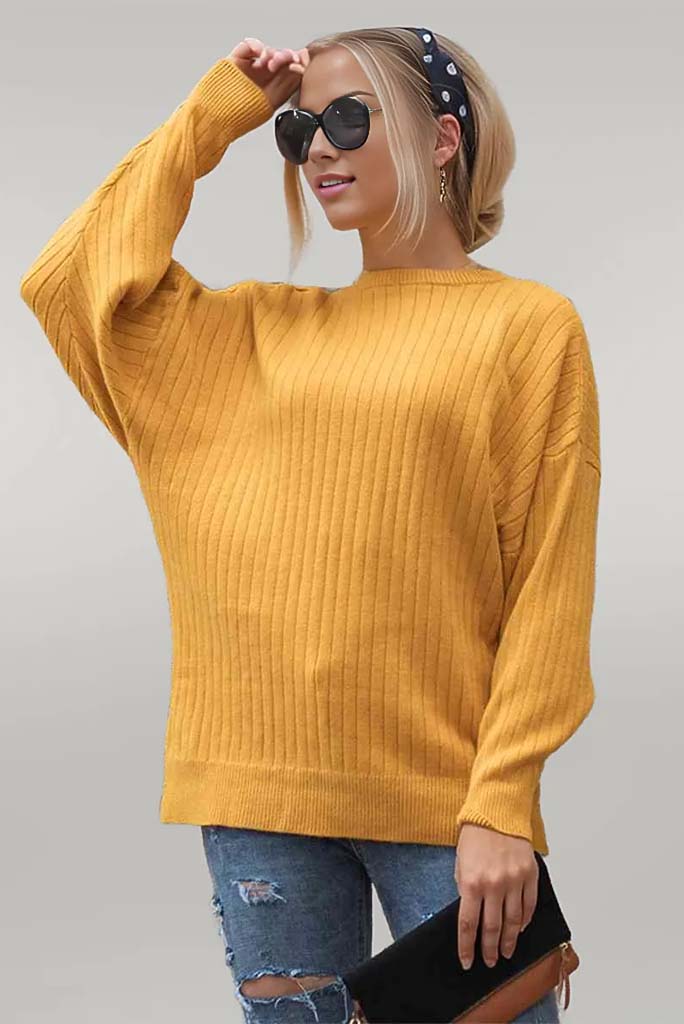 Emma Round Neck Dropped Shoulder Sweater