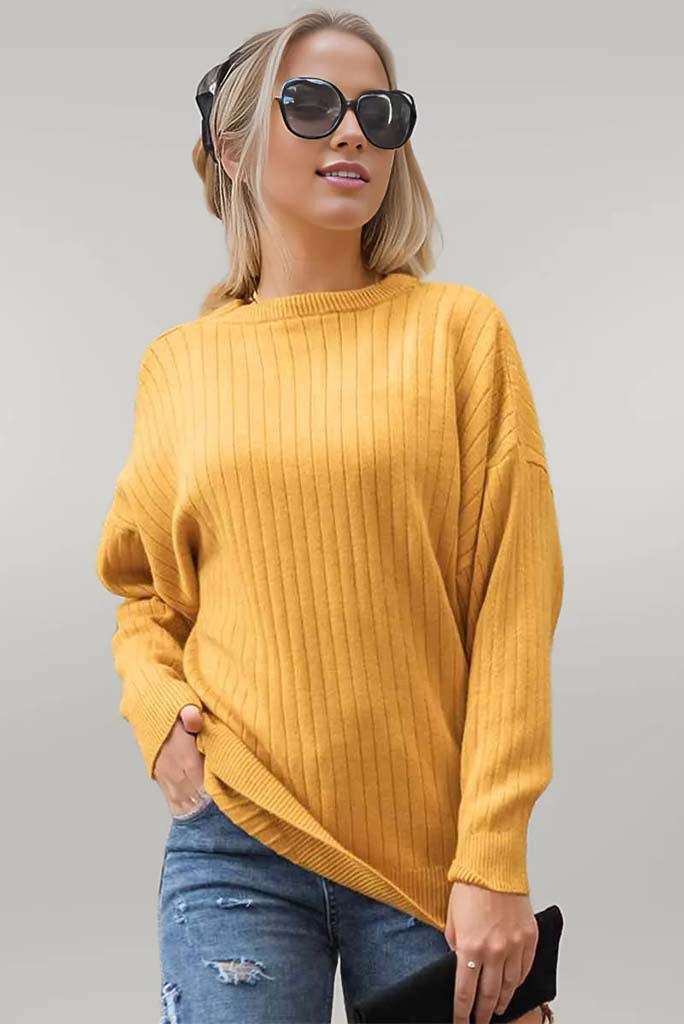 Emma Round Neck Dropped Shoulder Sweater