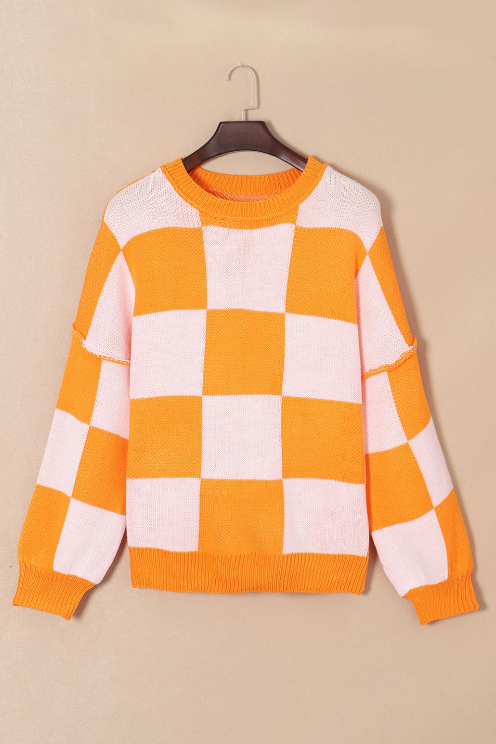 Savanna Checkered Exposed Seam Sweater