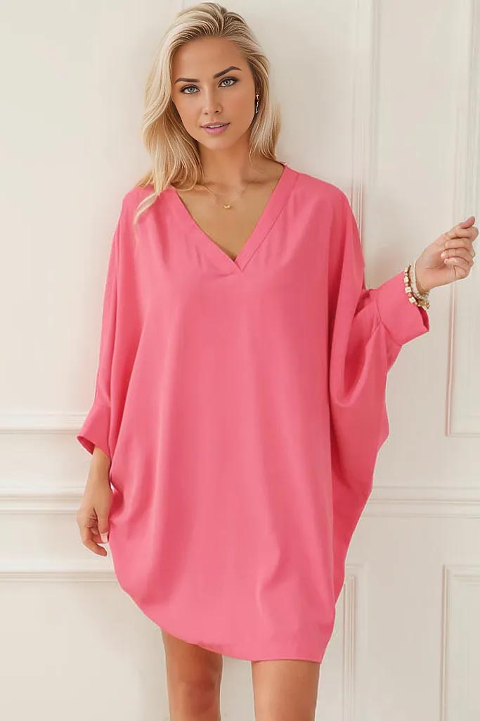 Fly Away V-Neck Batwing Sleeve Mini Dress