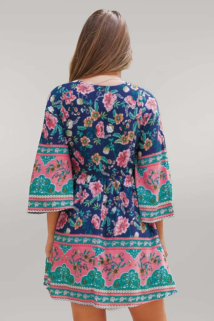 Kayleigh Bohemian V-Neck Mini Dress