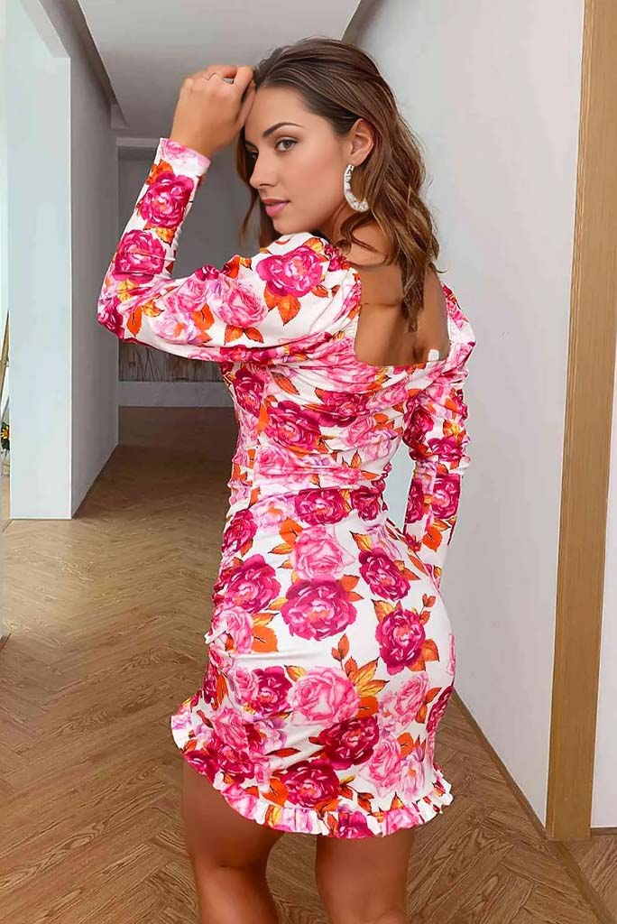 Keyla Floral Ruched Mini Dress