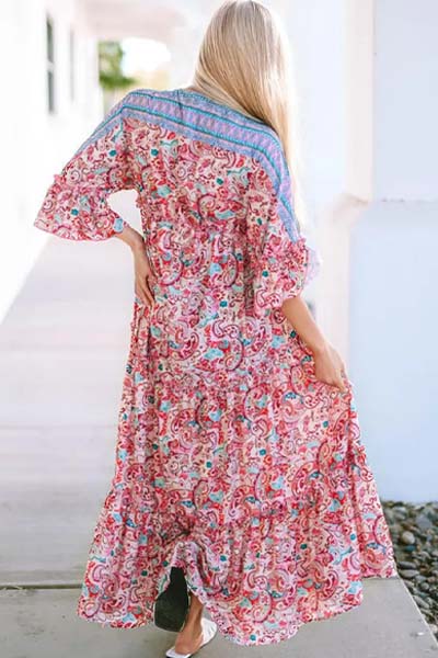 Leanne Three-Quarter Sleeve Maxi Dress