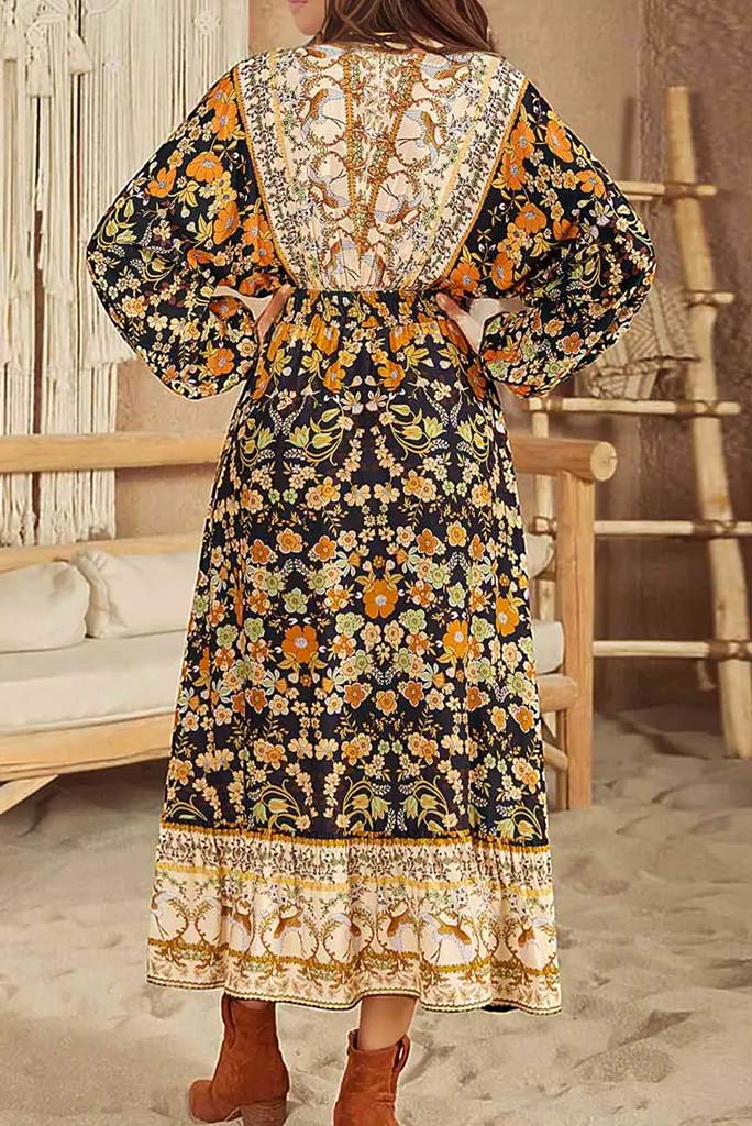 Molly V-Neck Smocked Balloon Sleeve Dress