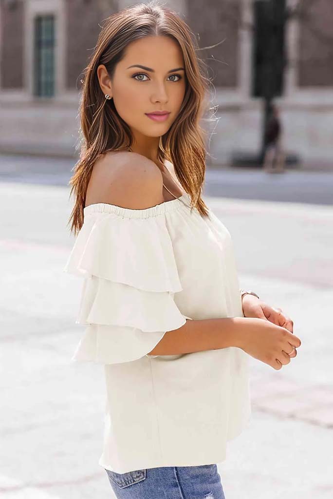 Naomi Off-Shoulder Layered Sleeve Blouse