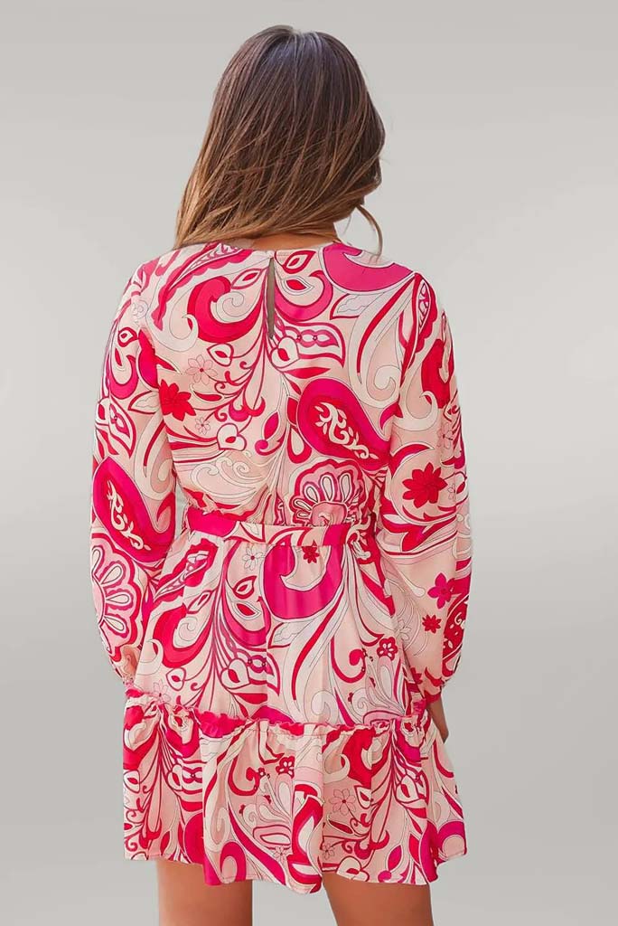 Paisley Frill Trim Mini Dress