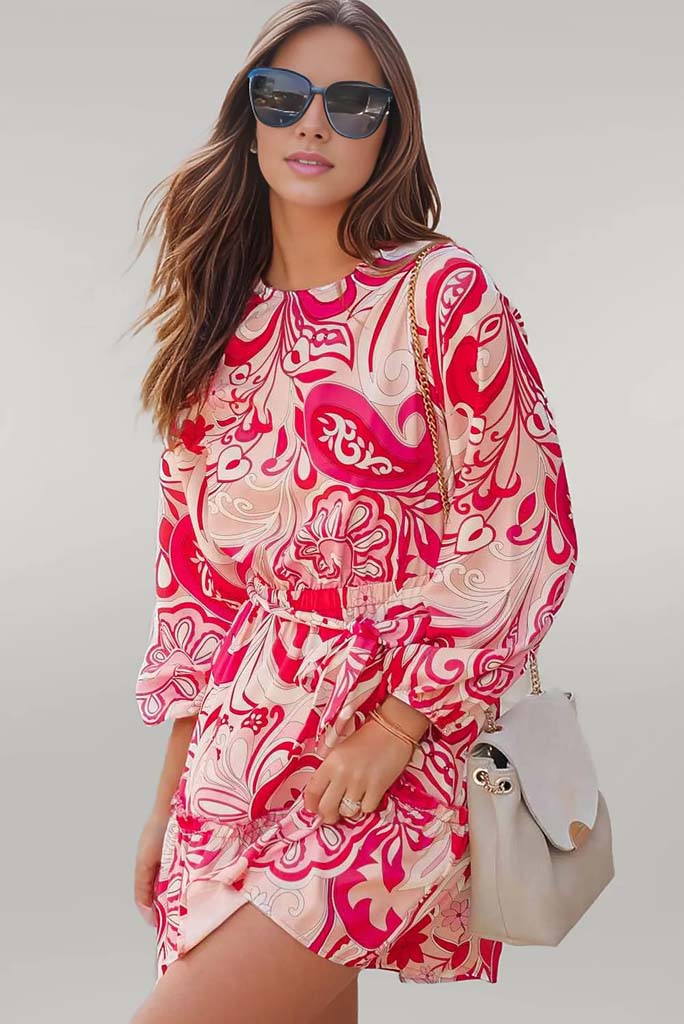 Paisley Frill Trim Mini Dress