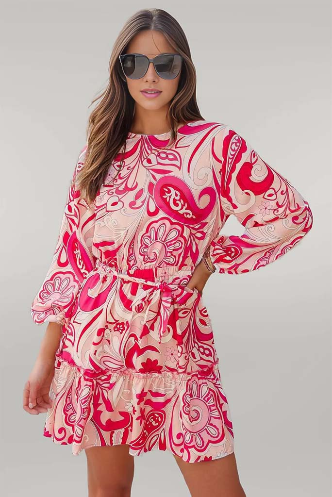 Paisley Frill Trim Mini Dress