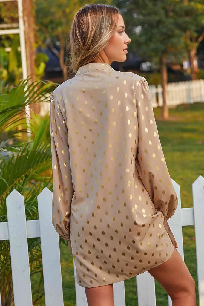 Regina Notched Neck Puff Sleeve Dress