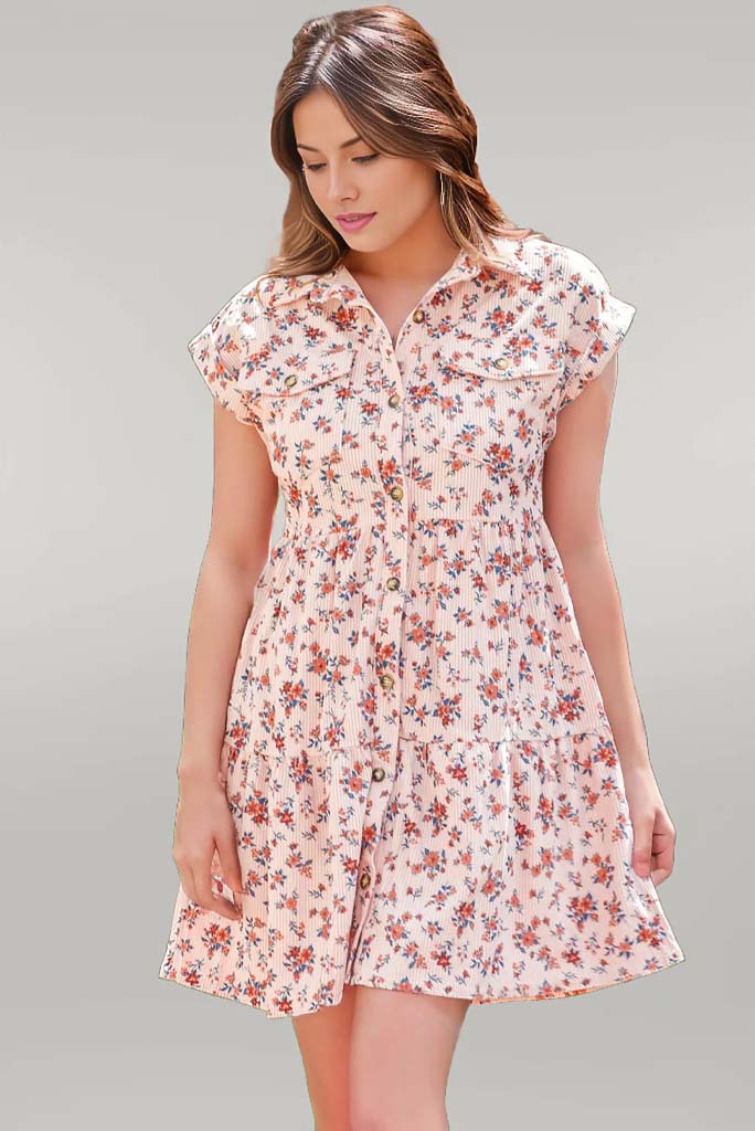 Sarah Floral Button Down Mini Dress