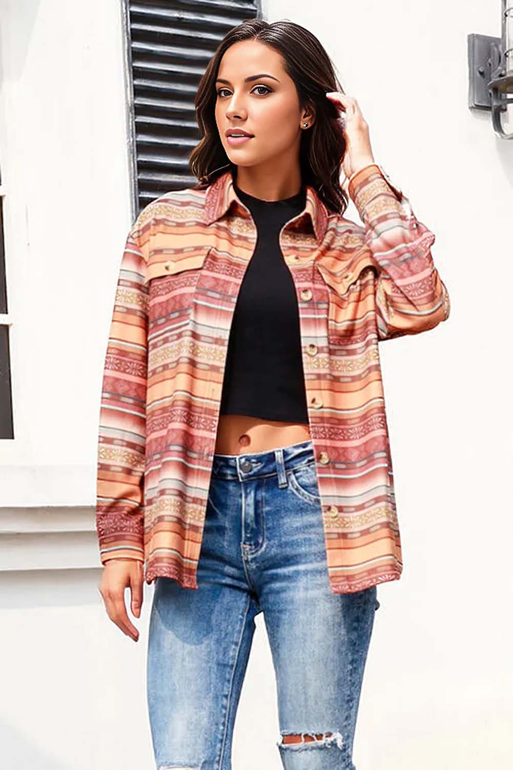 Selene Geometric Button Up Shacket