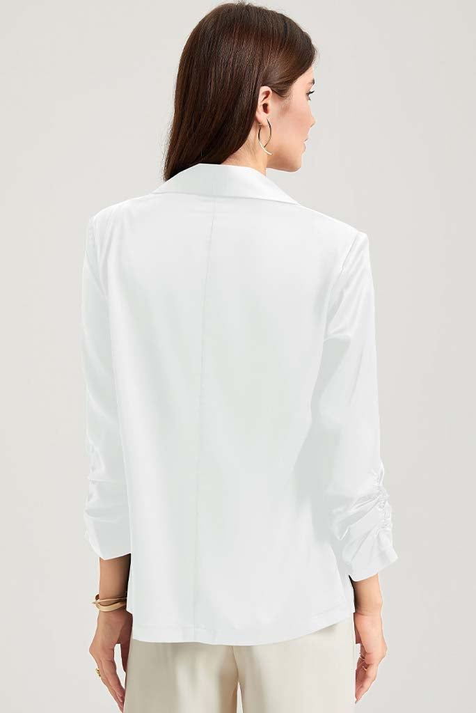 Sophia Ruched Open Front Blazer