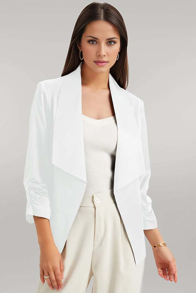 Sophia Ruched Open Front Blazer