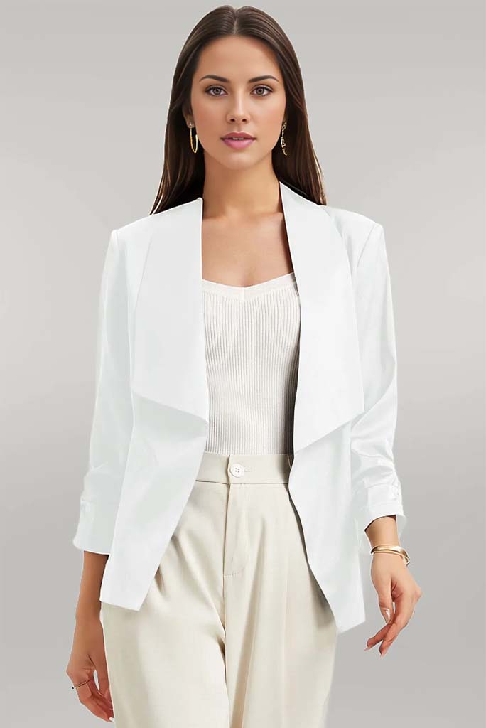 Sophia Ruched Open Front Blazer