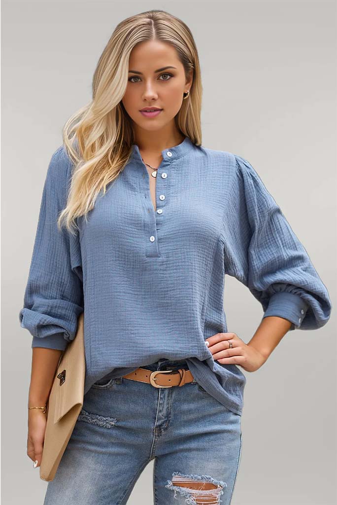 Take It Easy Half-Button Blouse