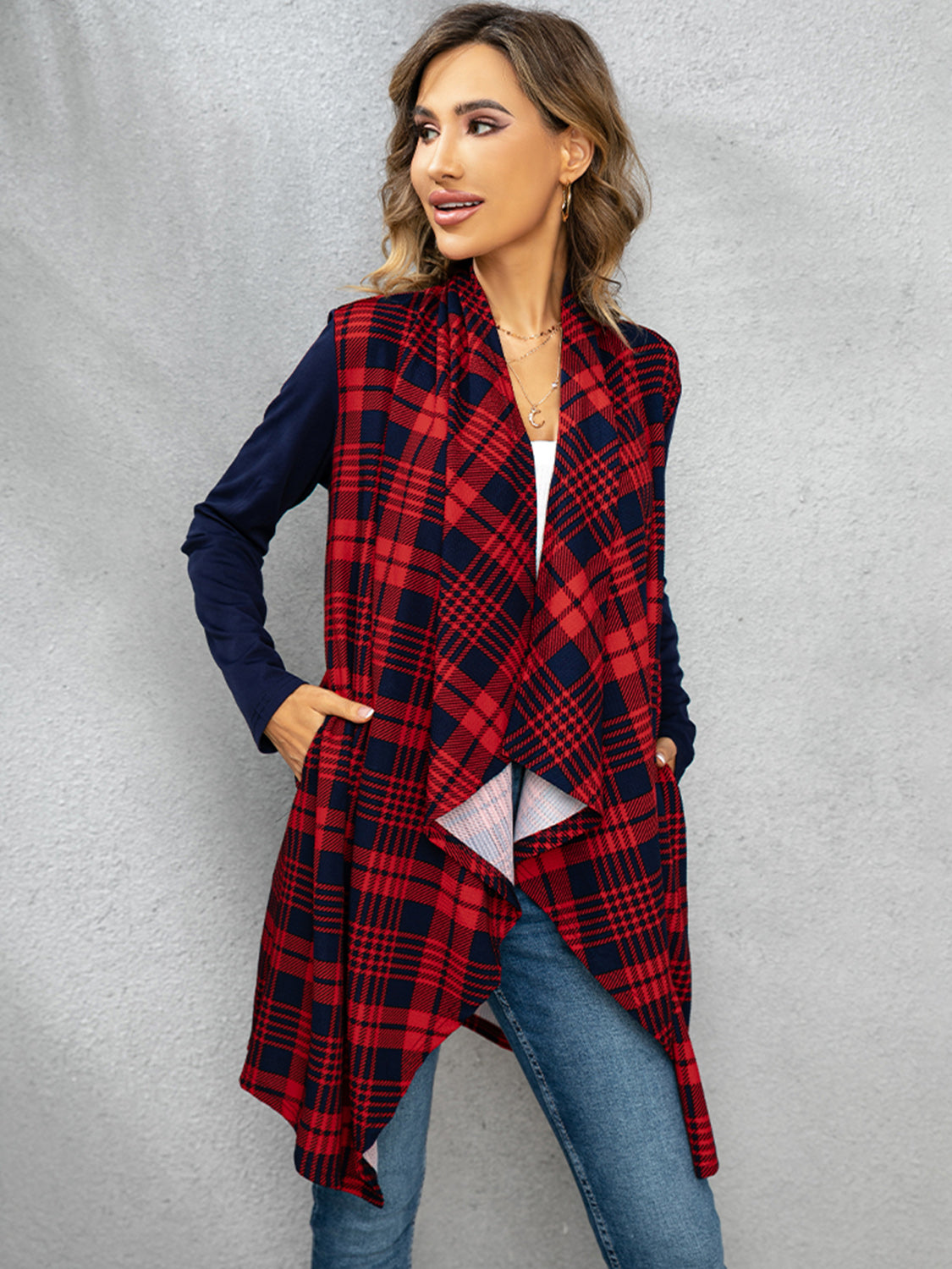 Woodsen Plaid Open Front Cardigan
