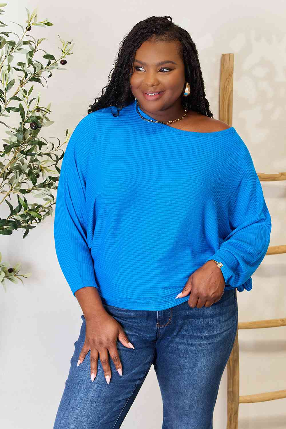 Payton Round Neck Batwing Sleeve Blouse