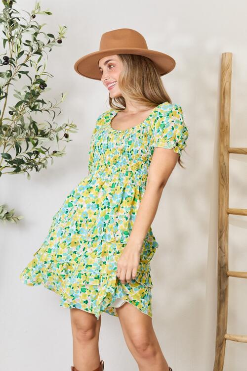 Taylor Smocked Flounce Sleeve Mini Dress