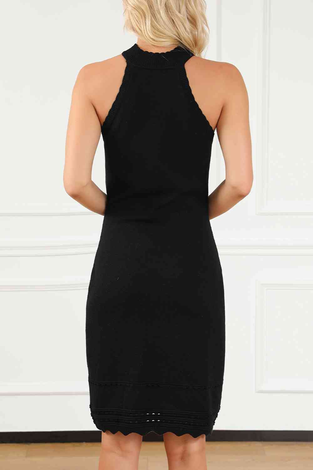 Heidi Openwork Mock Neck Dress
