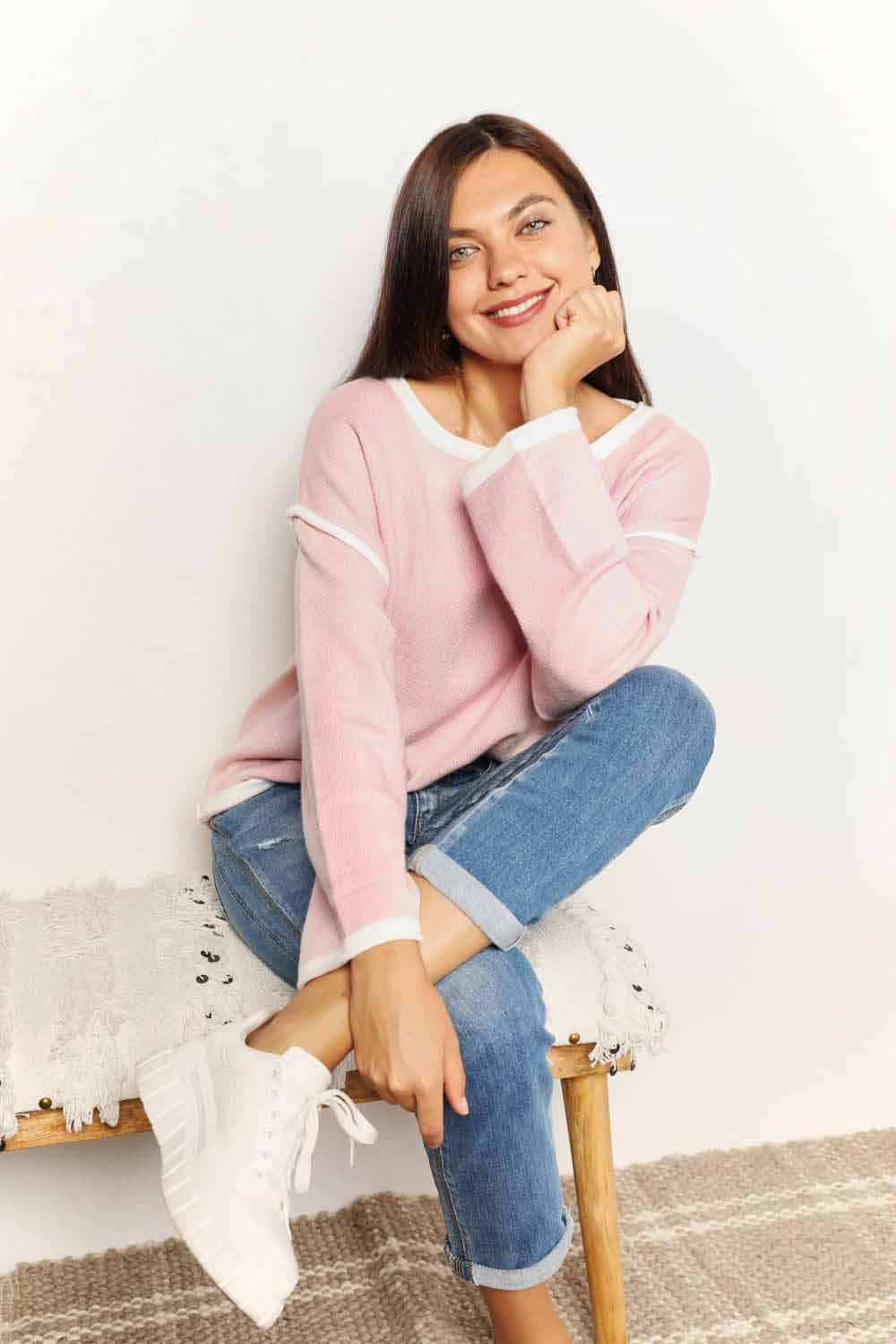 Tiana Contrast Detail Knit Top