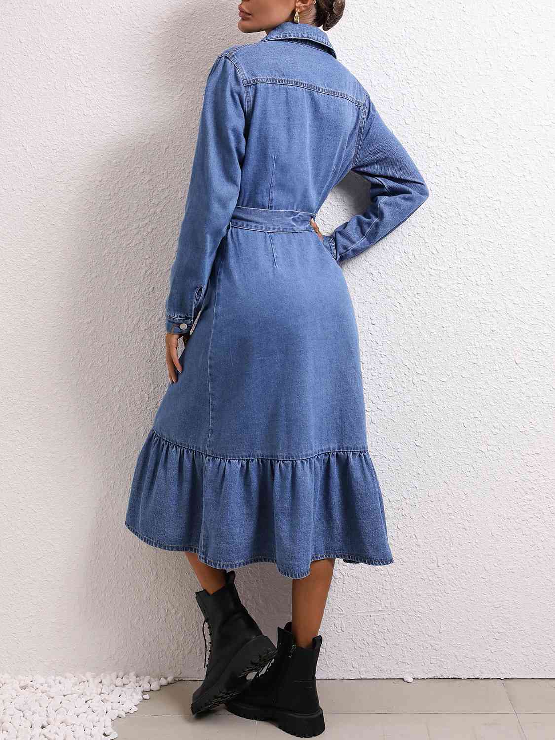 Leslie Button Down Denim Midi Dress