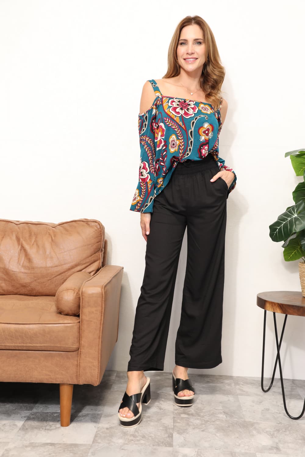 Gracie Floral Cold Shoulder Blouse