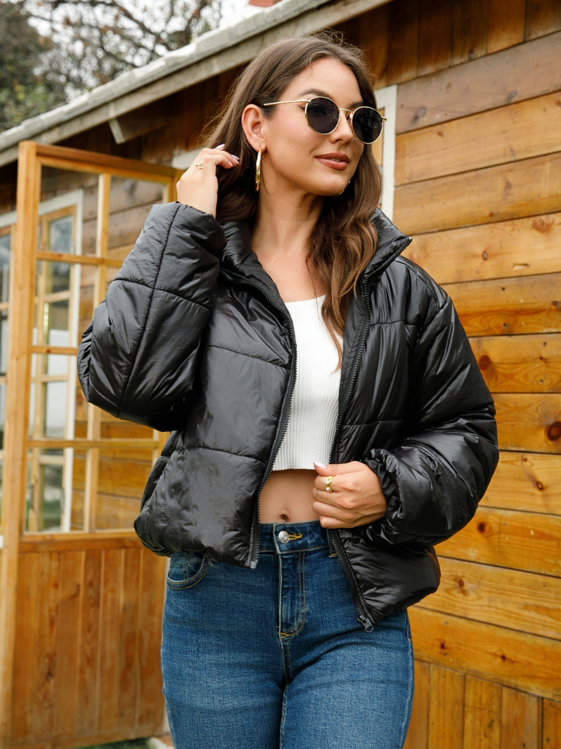 Casual Flex Zip-Up Puffer Jacket