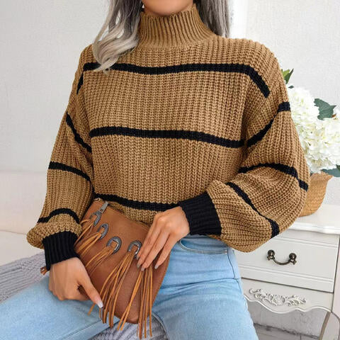 Makayla Striped Mock Neck Sweater