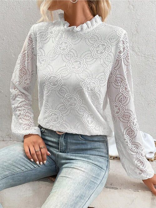 Bianca Floral Lace Balloon Sleeve Blouse