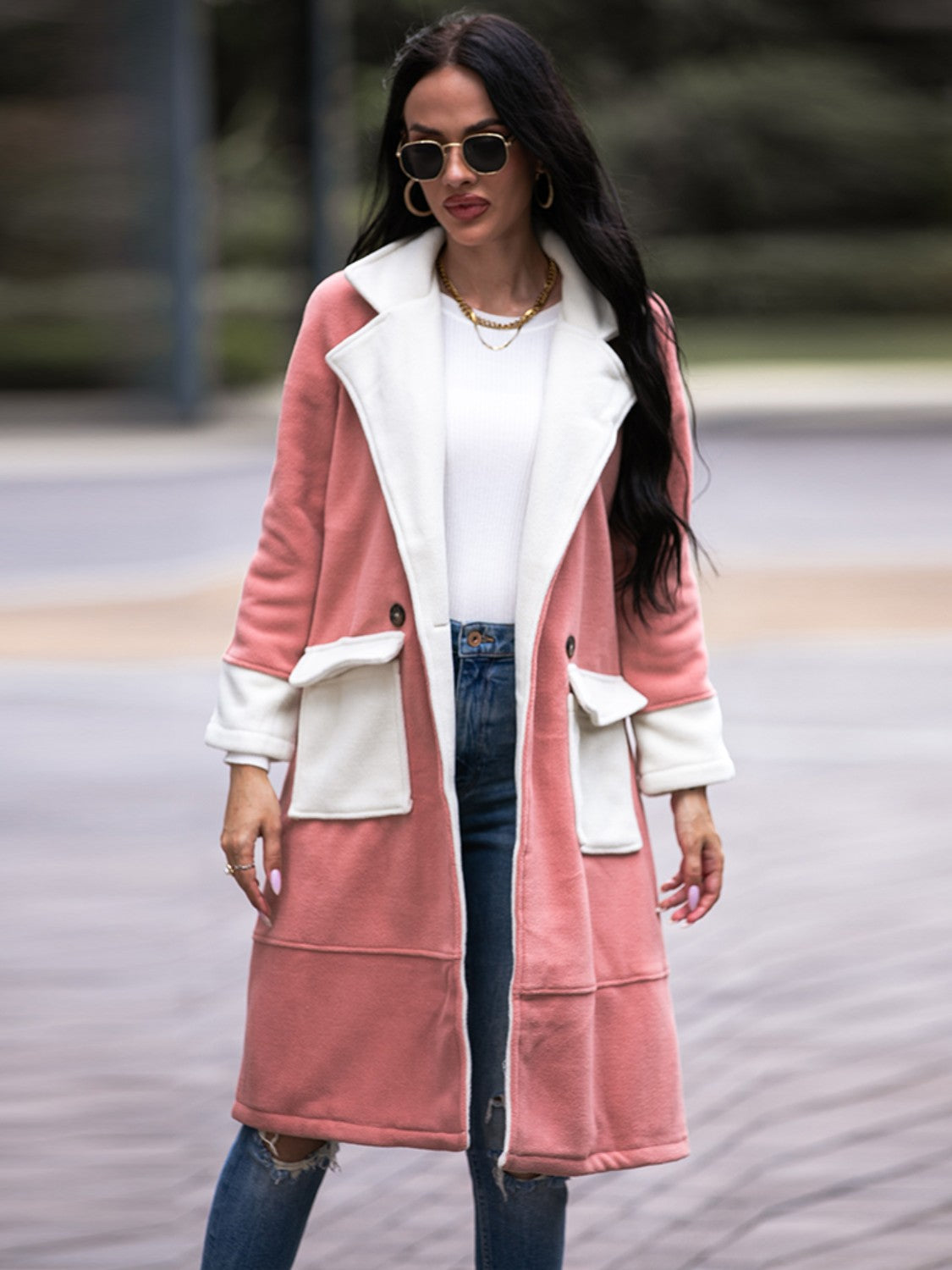 Go With It Contrast Lapel Coat