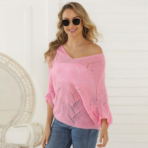 Sophia Eyelet V-Neck Knit Top