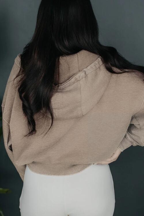 Dakota Zip Up Drawstring Cropped Hoodie
