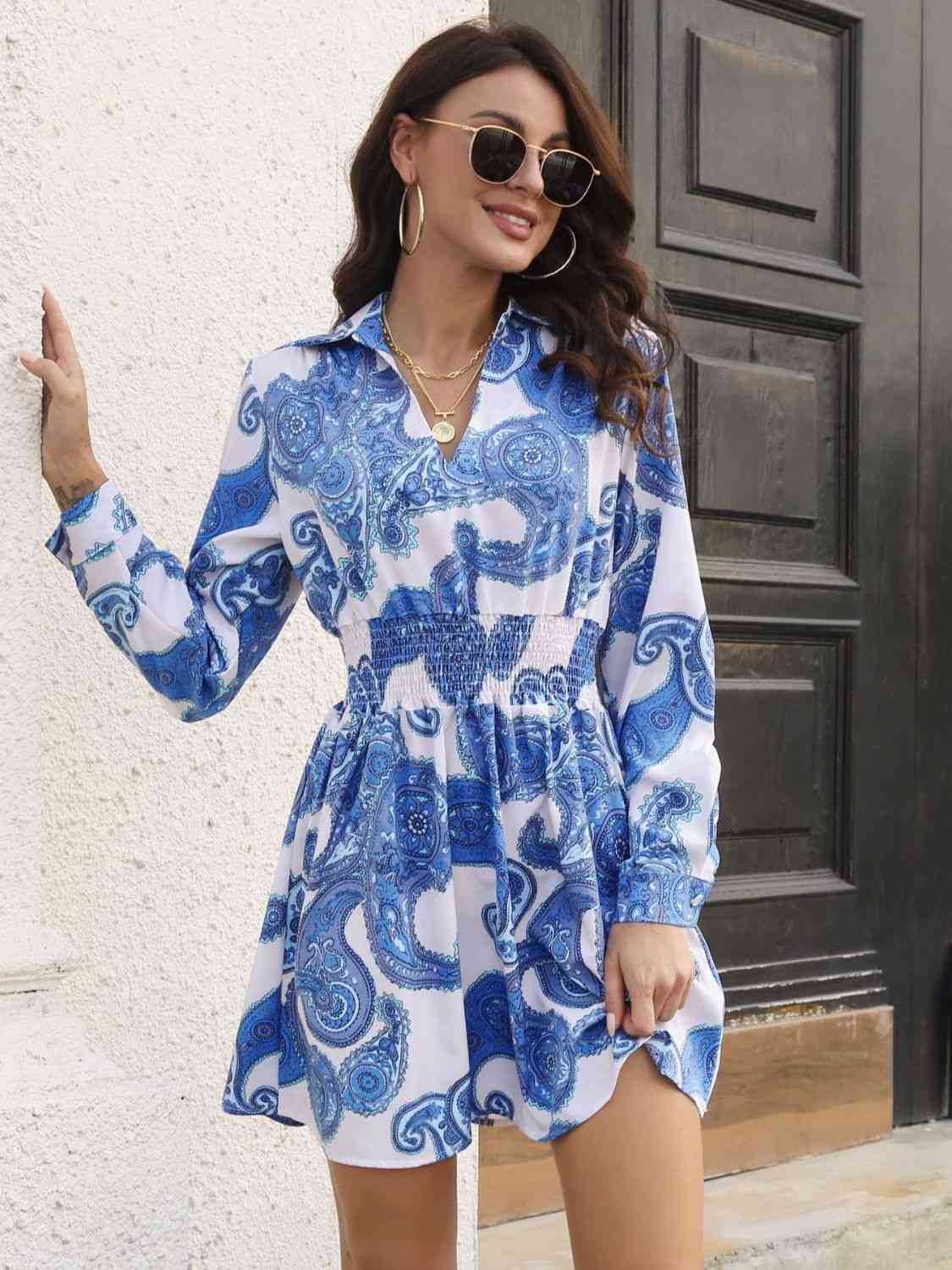 Debra Paisley Smocked Dress