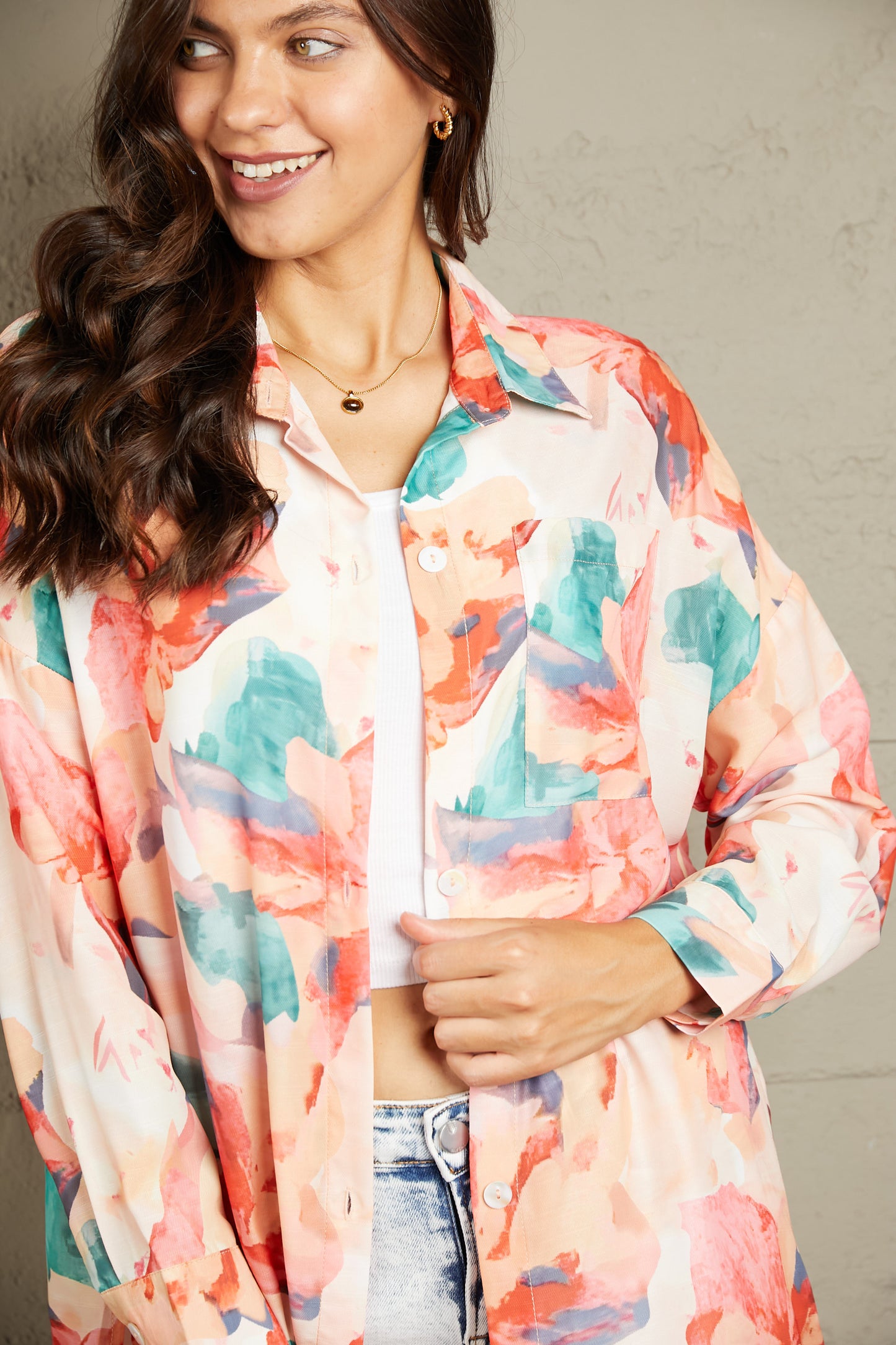 Time To Grow Floral Longline Shirt