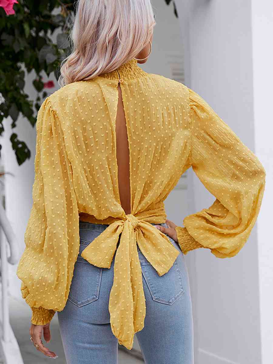 Adelaide Swiss Dot Cutout Smocked Blouse