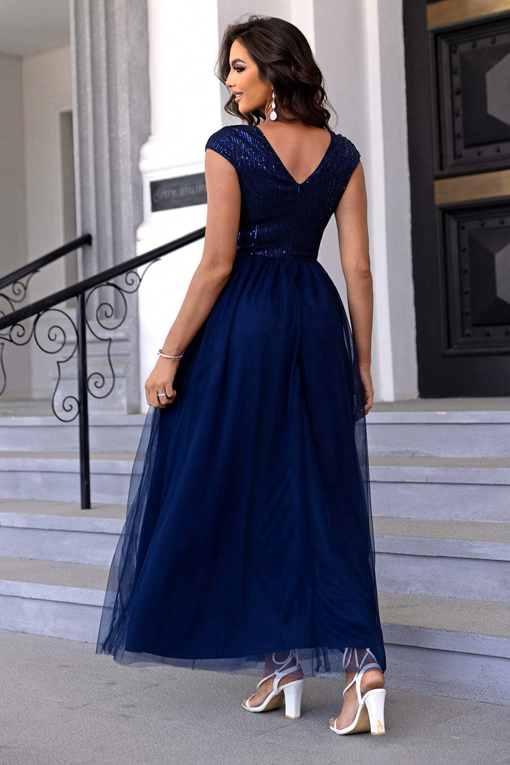 Modern Day Glam Sequin V-Neck Maxi Dress