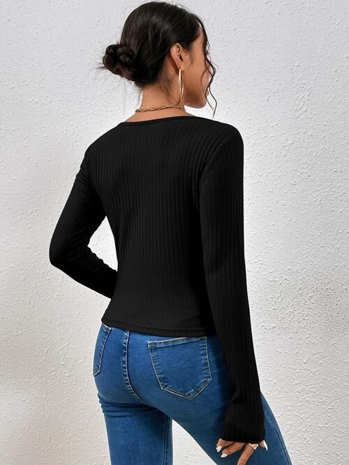 Rylee Ribbed Crisscross Long Sleeve Knit Top