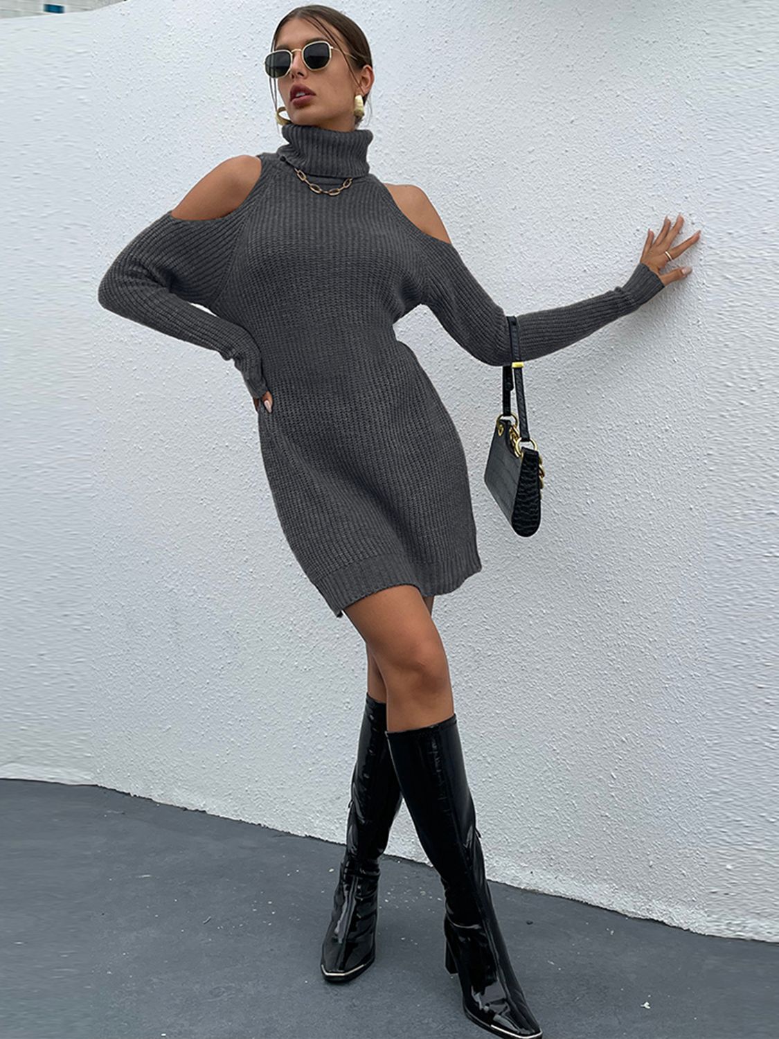 Tanya Mini Turtleneck Sweater Dress