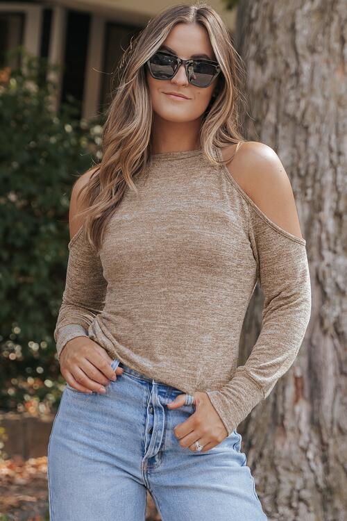 Louisa Heathered Cold Shoulder Shirt