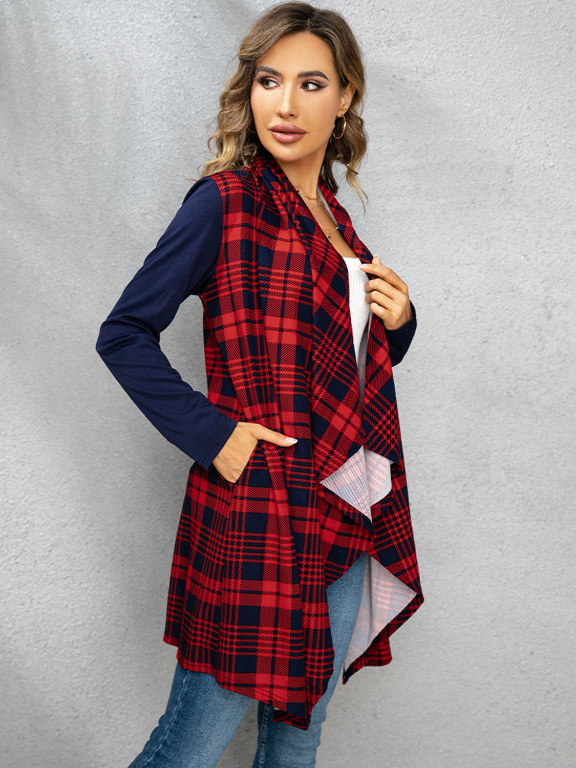 Woodsen Plaid Open Front Cardigan